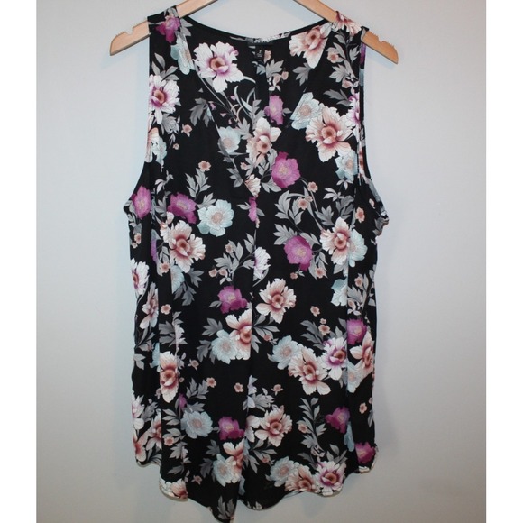 Torrid Georgette Single Pleat Front Chiffon Sleeveless Blouse Floral Plus Sz 2X - Picture 2 of 8